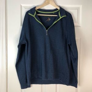 Orvis Blue Pima Cotton 1/4 Zip Pullover Sweater